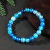 Festive Gifts Blue Striped Agate Beaded Bracelet Cool Fashion Jewelry For Men Women Daily Wear Gift