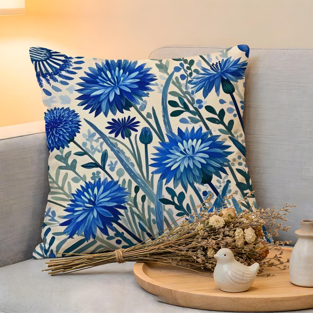 Cushion Cover  Linen  SkinFriendly Soft Decorative Case for Sofa Home Decor Cornflower Pillow Cover