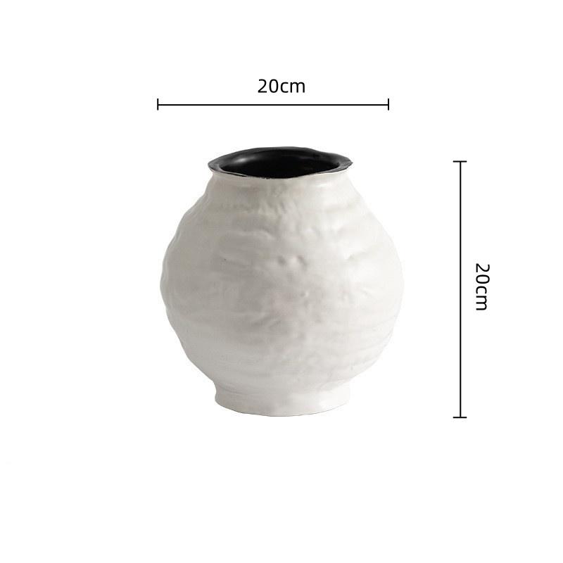Ceramic Vase White Coarse Earthenware Pot Flower Vase Retro Pot Handmade Ceramic Jar Flower Arrangement Accessories