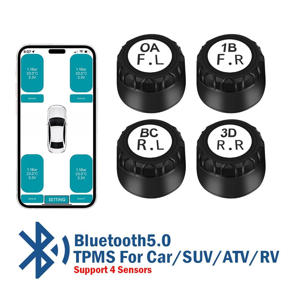 Car Motorcycle Bluetooth 5.0 Tire Pressure Monitoring System TPMS Support 2/4 External Sensors For Android/IOS Phones