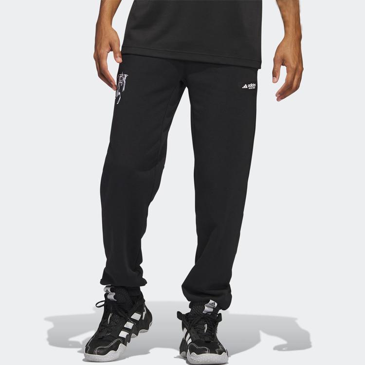 Adidas Solid Pattern Print Loose-Fit Sweatpants Men Bottoms Black IA2001