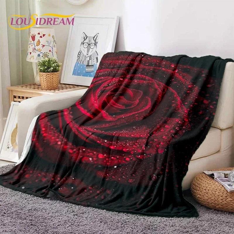3D Rose Flowers Nordic Romantic Soft Flannel Blanket for Beds Bedroom Sofa Picnic,Throw Blanket for Cover Outdoors Leisure Gift