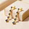 Colorful Geometric Zircon Tassel Earrings, S925 Sterling Silver Studs, Fashionable Elegant Jewelry for Women