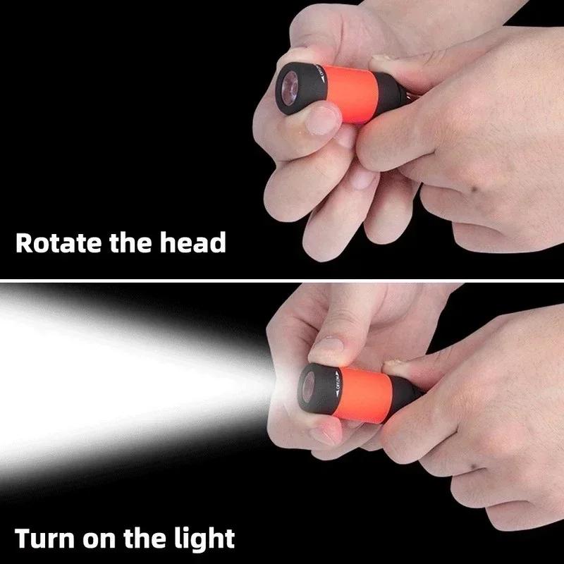 Mini Keychain Lamp Pocket USB Rechargeable LED Strong light Multifunctional Light Flashlight Waterproof Outdoor Hiking Camping