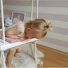 INS Style Kids Swing Chair: Solid Wood Seat with Cushion & Cotton Rope - Perfect for Bedroom Decoration & Baby Entertainment.
