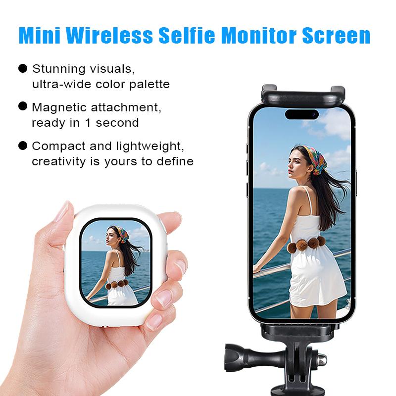 Mini Wireless Selfie Monitor Bildschirm 2-Zoll IPS Bildschirm Magnetische Halterung Vlog Live-Stream Telefon Rückkamera Für iPhone/Android