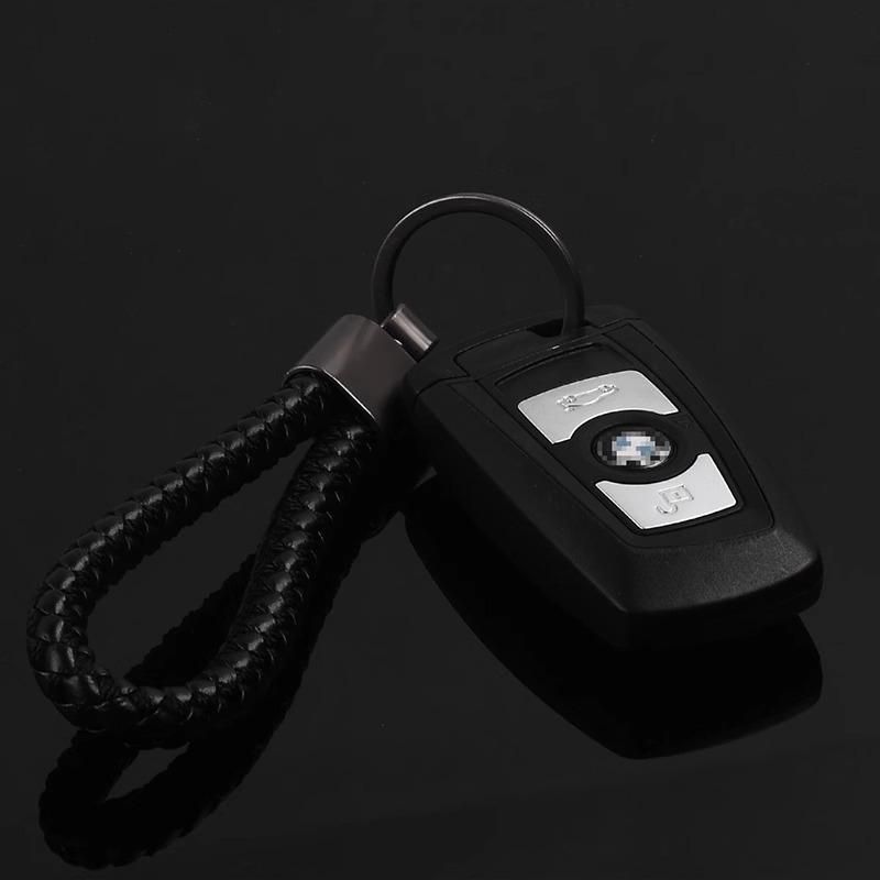 Men's Practical Woven Leather Keyring - Creative Thickened Rope Bag Pendant