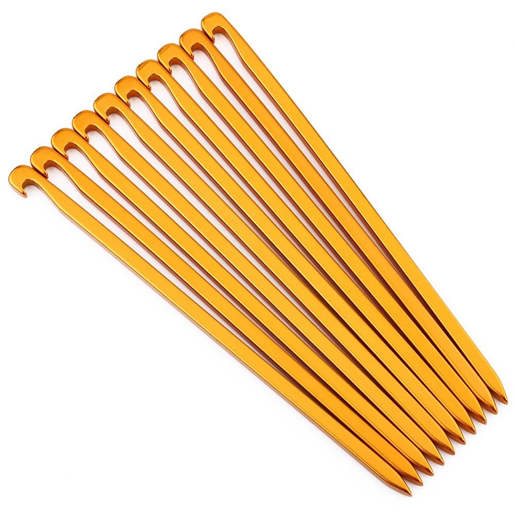 

10pcs 16cm Heavy Duty Aluminum Camp Awning Canopy Tent Rock Stakes Pegs Nails (Gold)