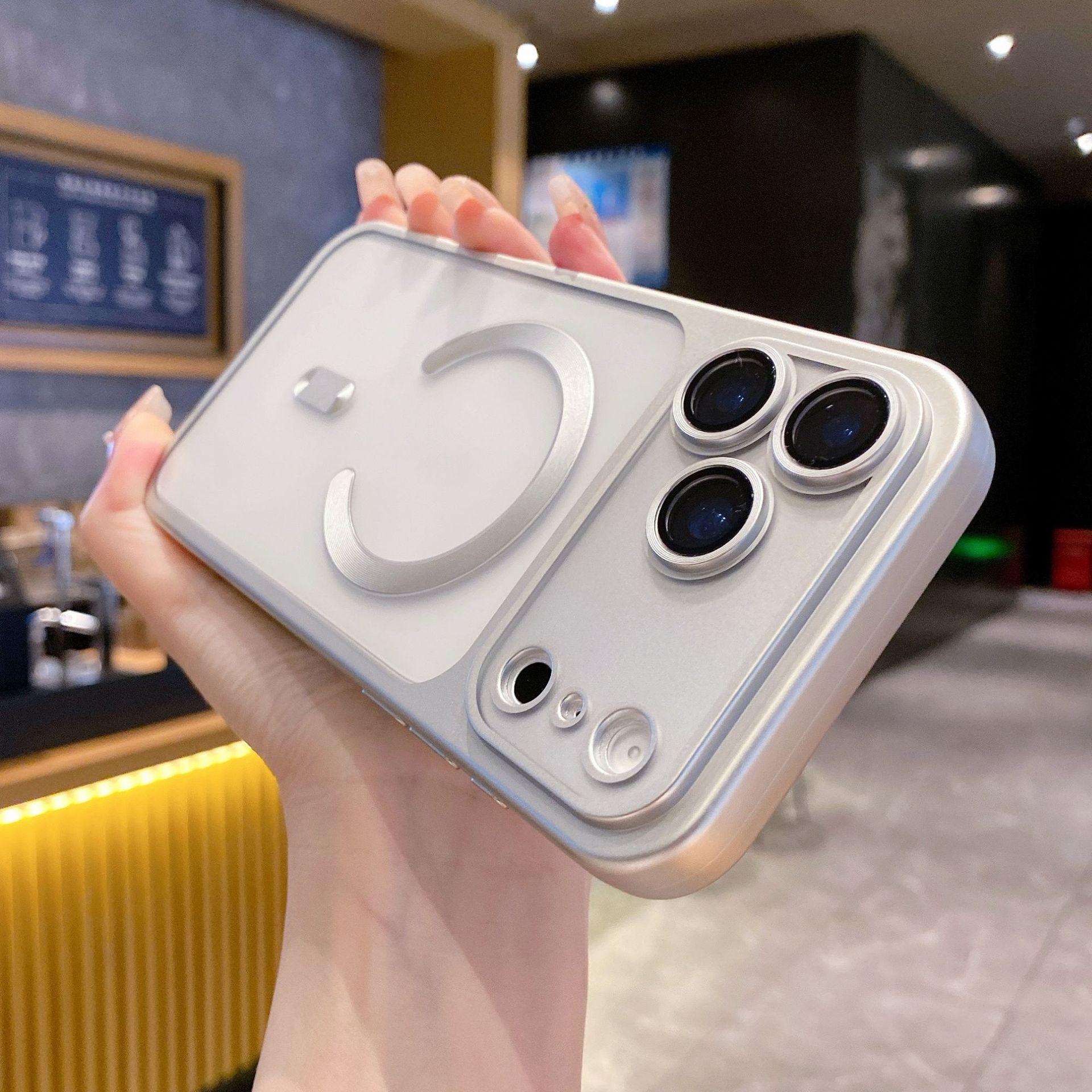 

Applicable Apple 17ProMax Frosted Matte Magnetic iPhone 16/15 Anti-Fingerprint Electroplated Protective Case iPhone 14 Plus срібний