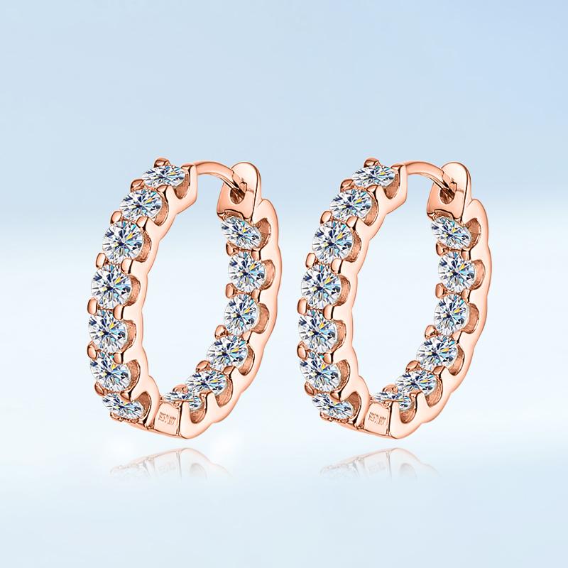 EWYA Luxury Moissanite Hoop Earrings 2.6 Carat D Color S925 Silver Earring For Women Party Fine Jewelry Christmas Gift