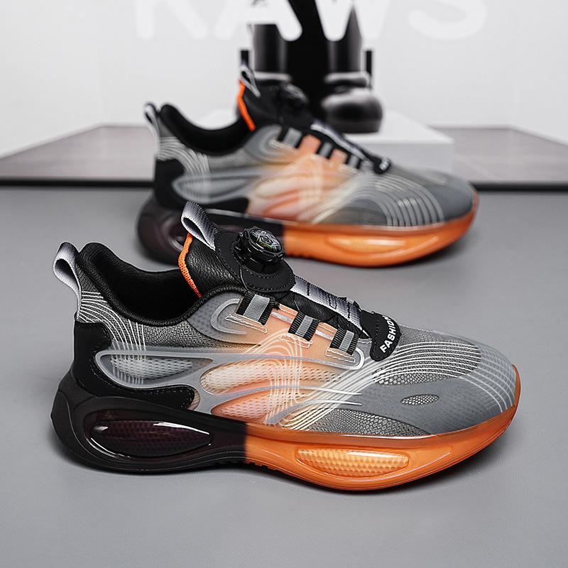 Men s shoes autumn new mesh breathable casual sports shoes men s rotating buckle popcorn lightweight breathable running shoes 39