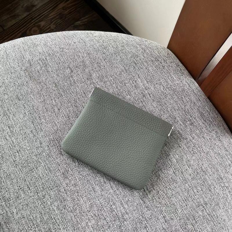 Neue Leder Geldbörse, erste Schicht Rindsleder Litschi-Muster Federklemme, kurzes Münzfach, lange Hand Kosmetiktasche