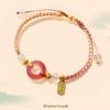 Yao Yao Peach Blossom Couple Bracelet: Women's Luxury Woven Hand Rope, 2024 Niche Style Bestie Jewelry.