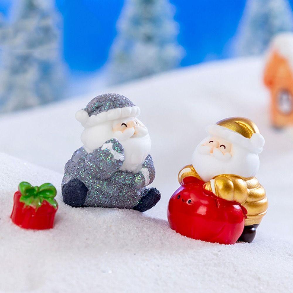 Resin Miniature Santa Claus Accessories Cartoon Santa Statue Creative Christmas Figurines  Festival