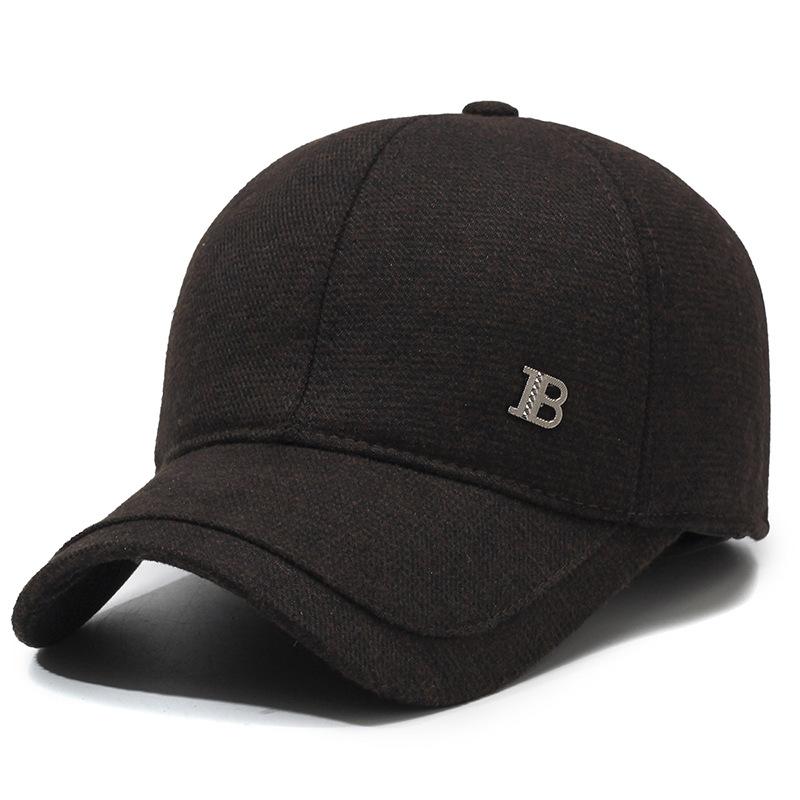 

Теплая мужская бейсбольная кепка, зимняя, бархатная, ветрозащитная, для защиты ушей, для людей среднего возраста, кепка, защищающая от холода Adjustable темно-коричневого