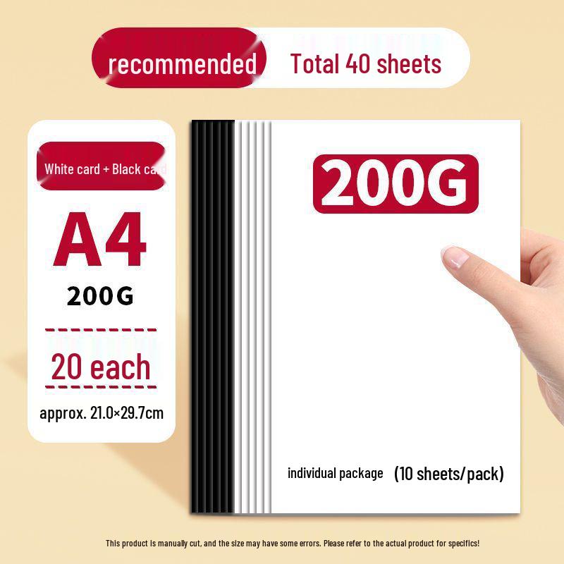 Carton A4 Alb Olandez Îngroșat, Carton Kraft Negru Handmade, Carton Colorat pentru Copii, Stil Ziar.