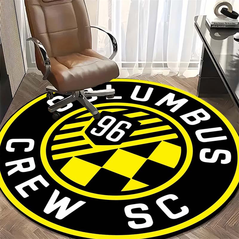 Columbus Crew SC Checkered Number 96 Circular Area Rug MLS Football Round Floor Carpet Sports Fan Living Room Bedroom Home Decor Mat