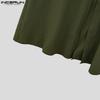 INCERUN Men Lapel Collar Long Puff Sleeve Buttons High Splits Long Shirts