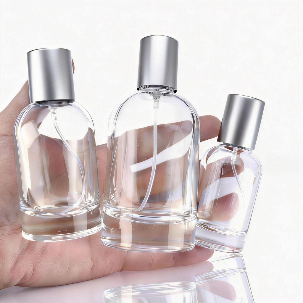 Transparent Cylindrical Glass Perfume Bottle with Bayonet Screw Cap