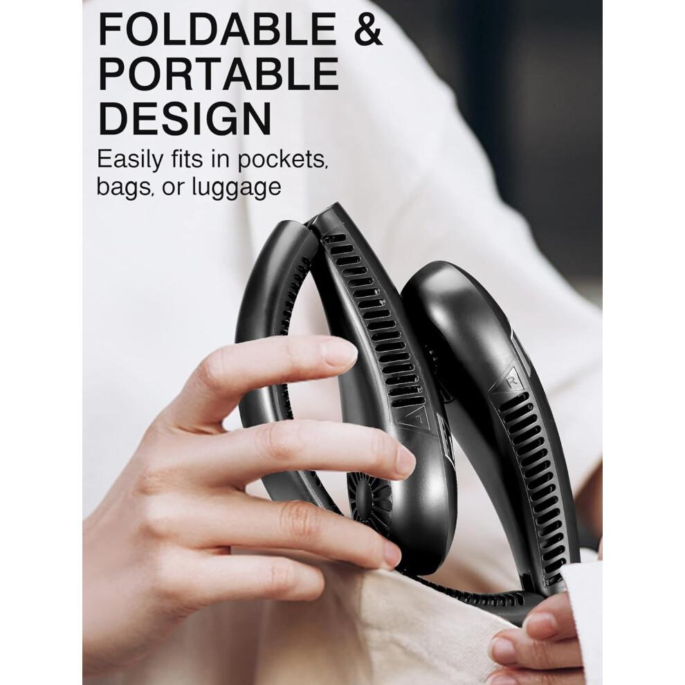 Portable Neck Fan for Summer Comfort, Rechargeable Wearable Personal Fan with Low Noise Design Comfortable Fit, Hands Free Bladeless Fan with USB Char