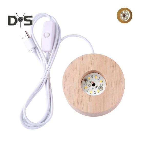 Round Night Light Wide Application Reliable DIY Wood Lamp Base
