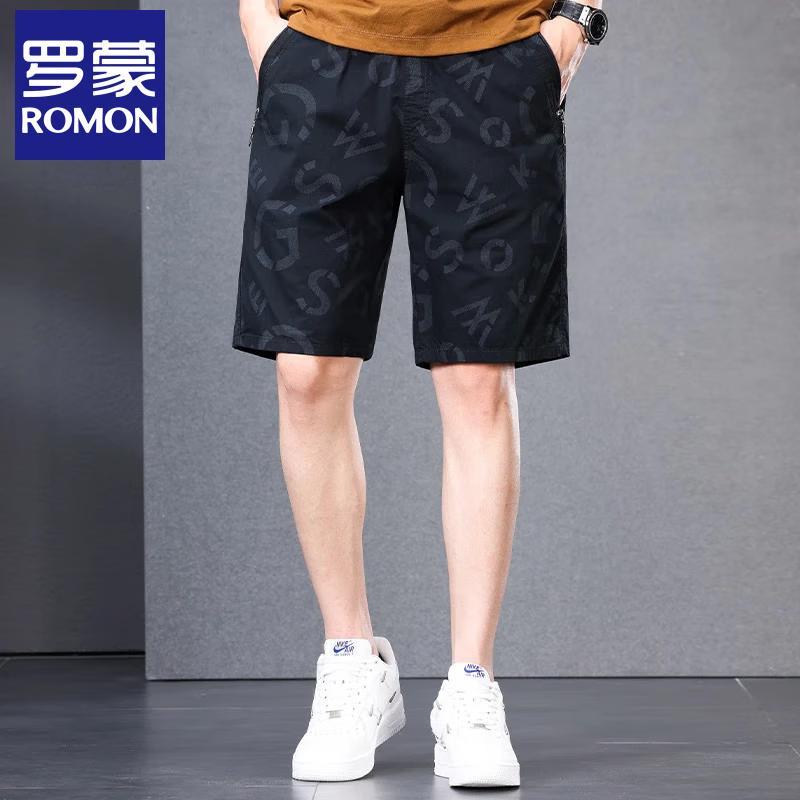 Luomeng Men's Cotton Loose Fit Casual Shorts