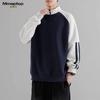 MMOPTOP Men's American Style Color Block Half-Zip Raglan Sweatshirt