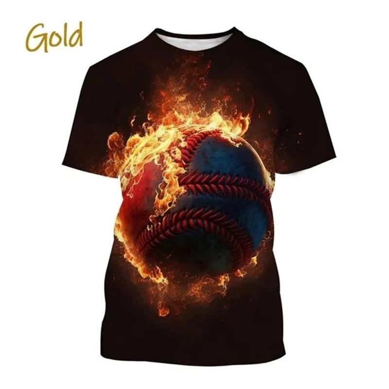 Hot Sale Baseball Pattern Printing Personality 3D T-shirt Sports Softball Unisex Harajuku Quick-drying Short-sleeved T Shirt Top