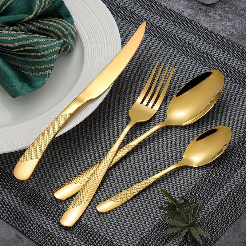 

4 шт. столовых приборов из нержавеющей стали Star Steak Knife и Fork Десертная вилка Ложка Семейные костюмы золотистый