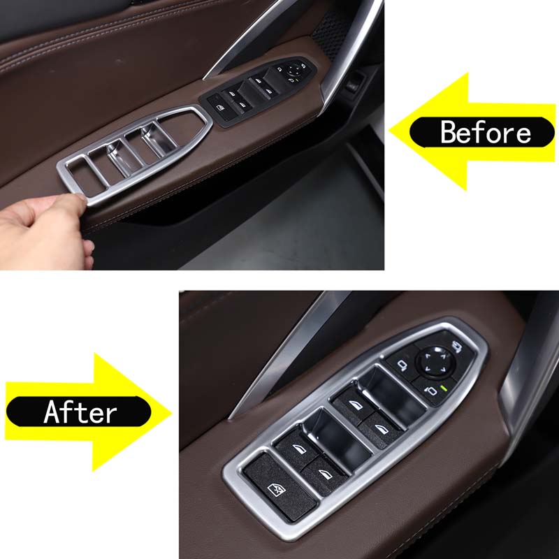 ABS Chrome/Carbon Fiber Car Window Lift Swtich Button Cover Trim Accessories For BMW X1 IX1 U10 U11 2026-2026