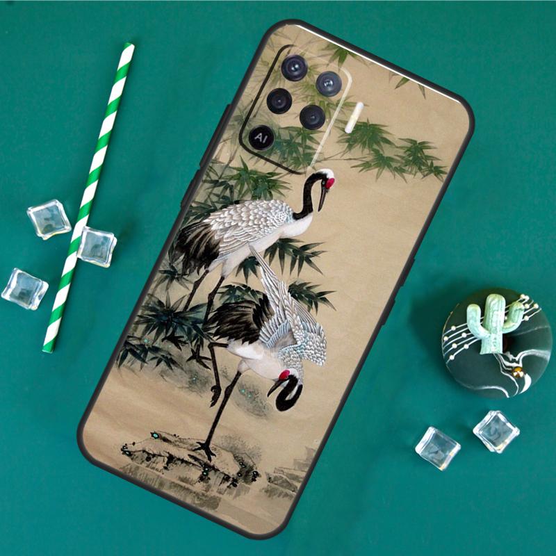 Red-crowned Crane Bird Phone Case For Oppo A18 A38 A58 A78 A98 A40 A60 A80 A91 A15 A17 A74 A94 A54 A57S A16 A76 A96