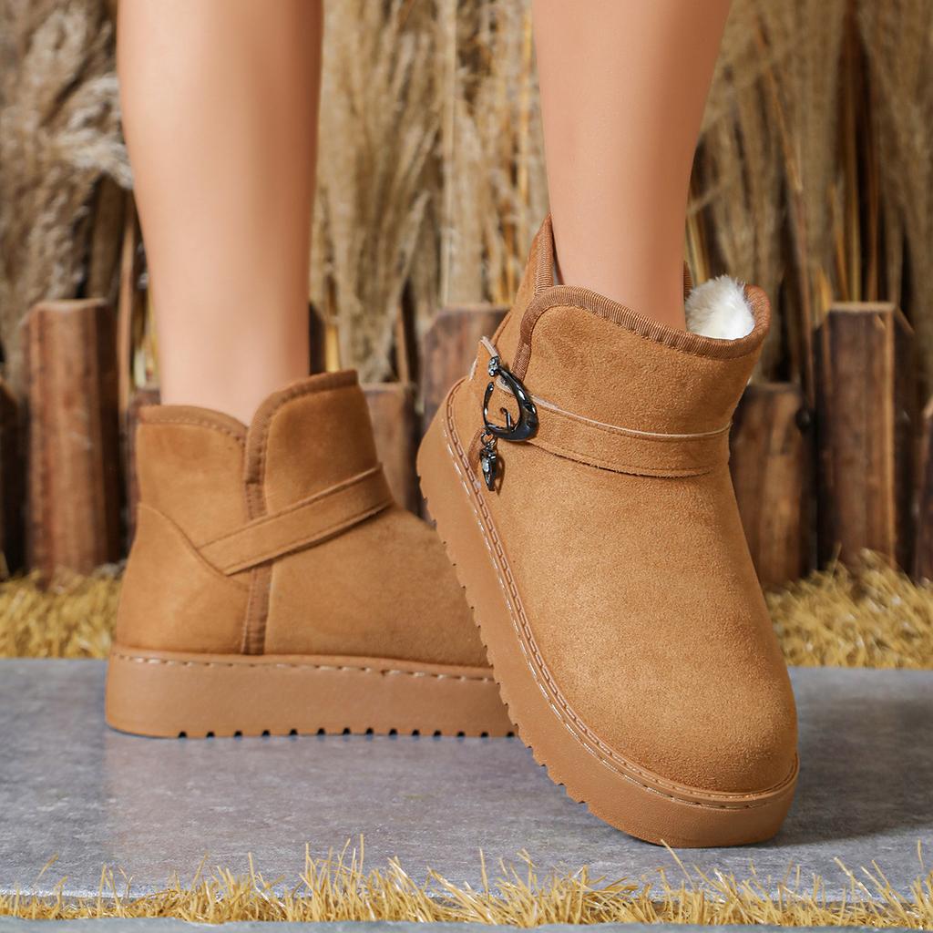 New winter thick-soled soft-soled snow boots velvet winter warm non-slip leather waterproof super thick short boots