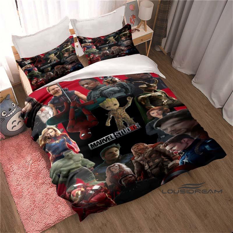 Printed cartoon Thor duvet cover bedding set, anime-themed home decor, suitable for children and adults.