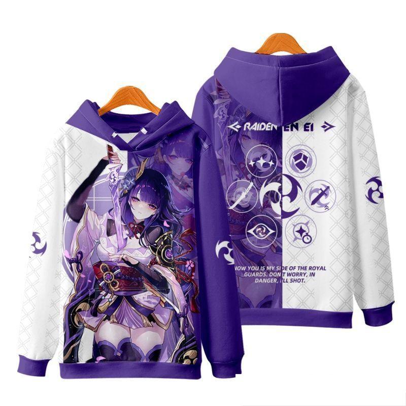 Raiden Shogun Genshin Impact Cosplay Hoodies 3D Print Unisex Anime Cartoon Sweatshirt Oversized  Women Harajuku Pullover Coat