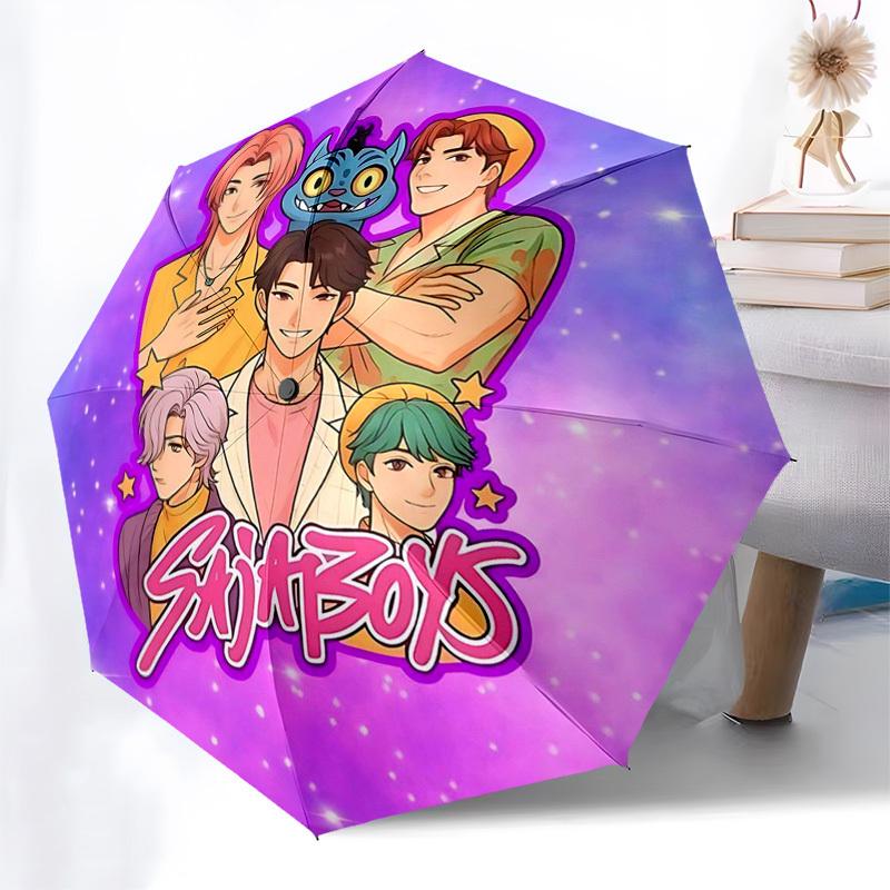 1pc Saijaboys Automatic Folding Umbrella, Portable 3-Fold Design, 8-Bone Iron Frame Outdoor Umbrella, Perfect Gift for Fans, Travelers, Daily Use, Fes
