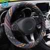 Car Steering Wheel Cover Handlebar Braid Steering Wheel Wrap Natural Fibers Anti Slip Breathable National Style 38cm Universal