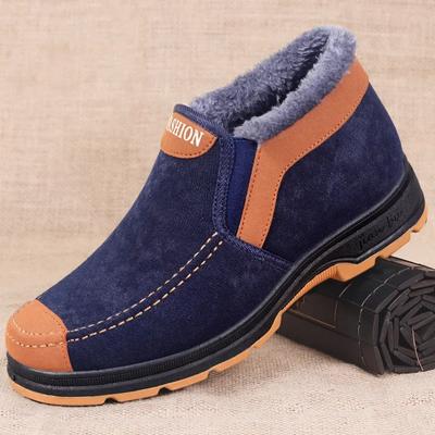 Chaussures en coton pour hommes, chaussures de mode d'hiver, bottes de neige pour hommes, chaussures de marche confortables et chaudes en peluche, bottes pour hommes2024