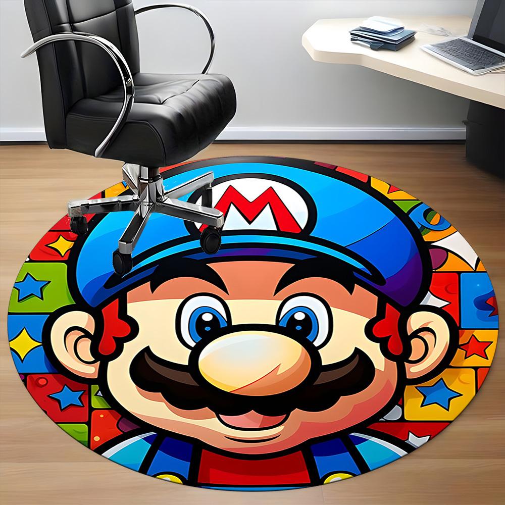 1pc Mario Party Office Round Area Rug, Indoor Mat Suitable For Office, Bedroom Living Room Home Decor, Room Deco,  Offic a0926211