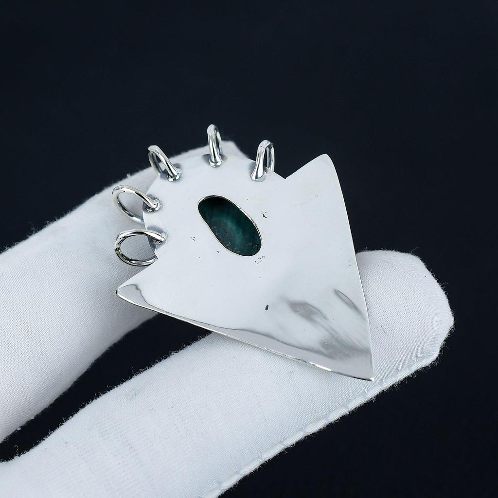 Natural Malachite Gemstone Silver Pendant in 925 Sterling Silver- Handmade Design, Everyday Wear Jewelry, Unique Pendant Wadding Gift