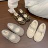 Fairy Wind Leopard Print Velvet Mary Jane Shoes Women's Bread Shoes Gentle Warm Fluffy Shoes Wear Cotton Shoes