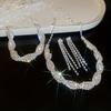 4Pcs French copper rhinestone jewelry set, necklace earrings bracelet, ideal for parties & banquets