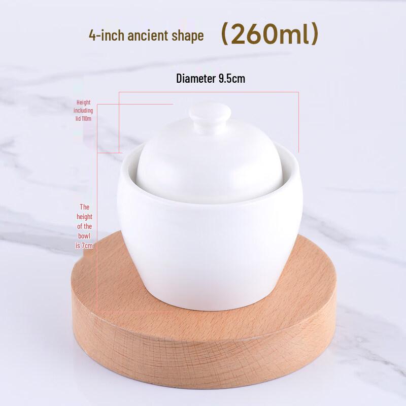 Ruhan Pure White Ceramic Double Boiler Stew Pots - Set of 8