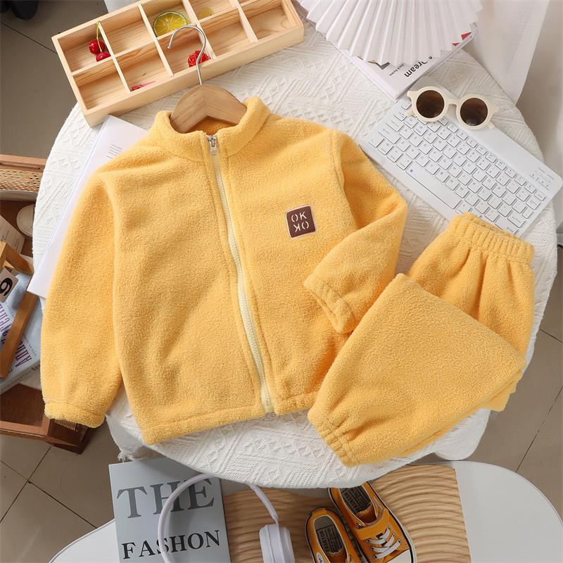 2pcs Kids Clothes Warm Fleece Thick Baby Clothes Girl Boy Loungewear Hooded Sweatshirt+Pants School Uniform Outfit