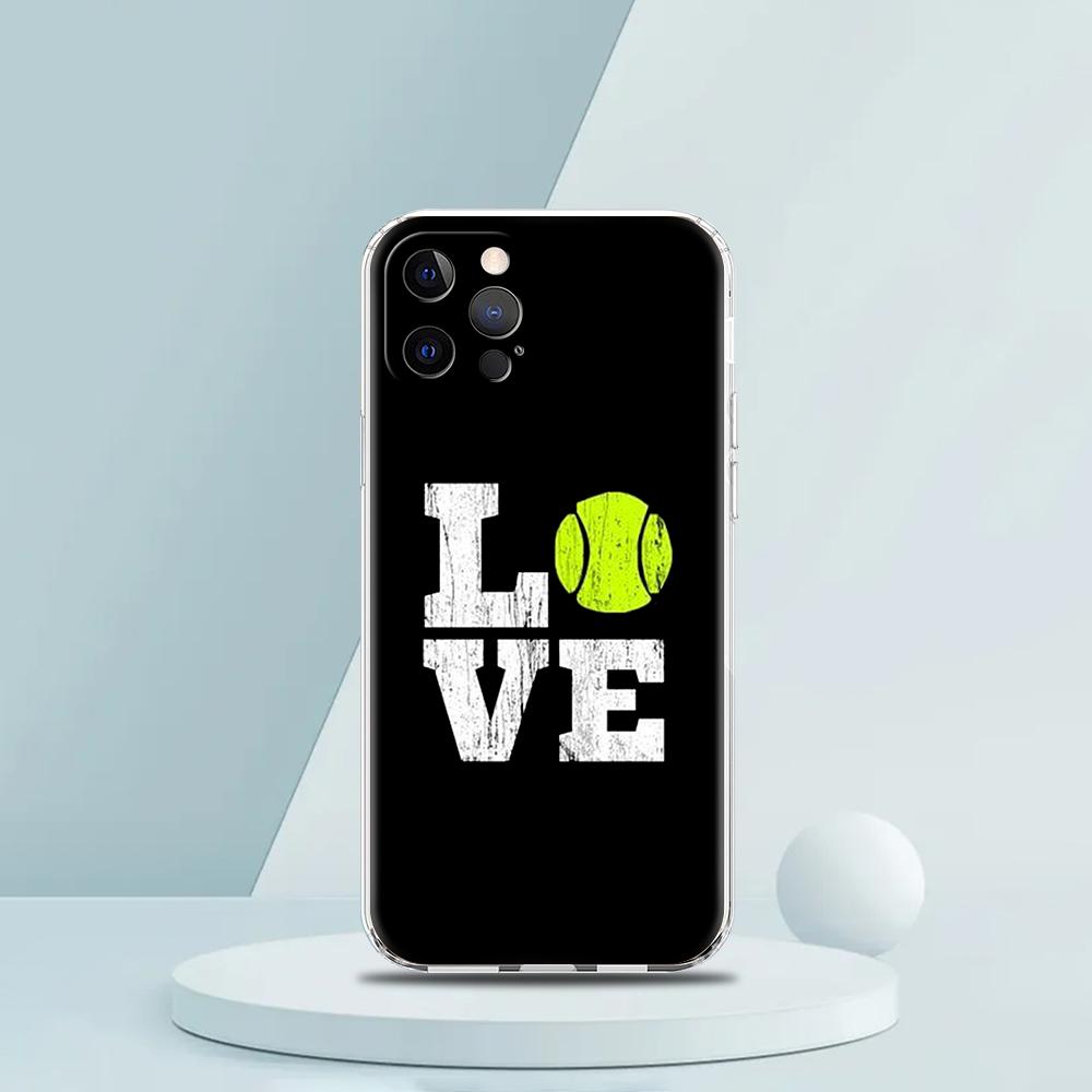 For iPhone 15 16 14 13 12 mini 11 Pro Max XS X XR SE 7 8 Plus Silicone Clear Cover Tennis Ball Sport Phone Case