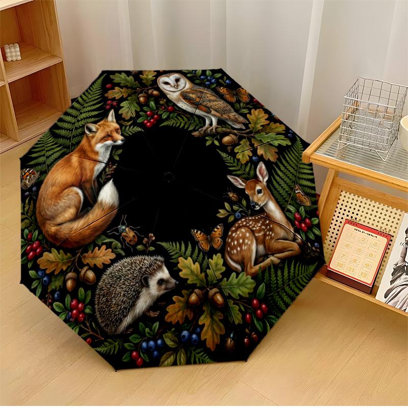 

Forest Animal Concert Printed umbrella windproof folding umbrella portable sun and rain umbrella suitable for gifting