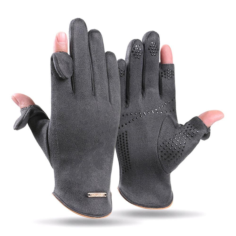 

Soft Winter Warm Gloves Thickened Suede Material Fleece-lined Gloves Fleece Lining Non-Slip Cycling Mittens Outdoor Activities