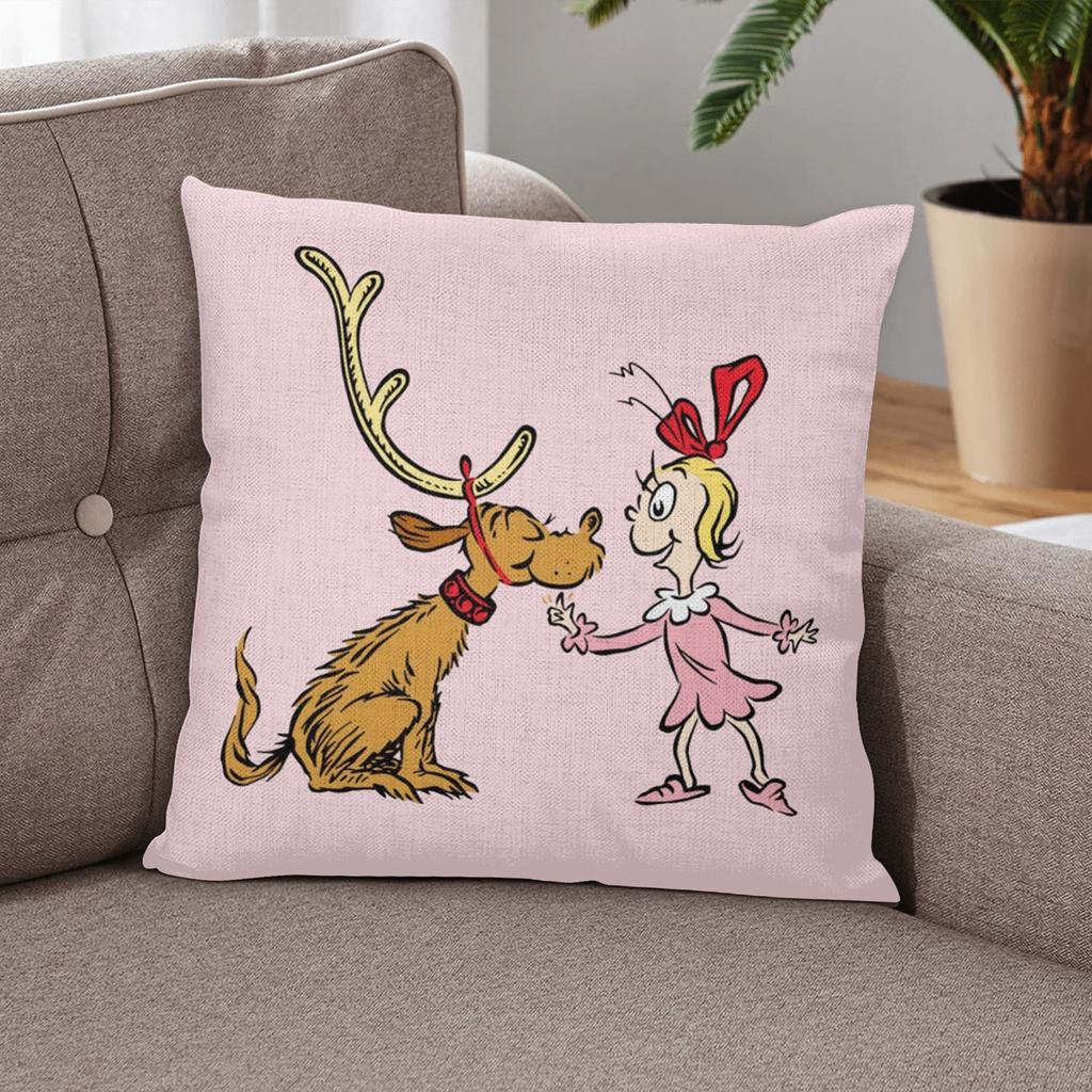 1Pc Cartoon Cushion Cover, Premium Polyester Pillowcase, 2D Double-Sided Print For Bed Car Office, Durable Washable, Perfect Fes