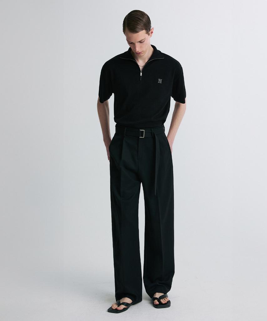 Liimaen Quarter-Zip Knit Polo Shirt Black