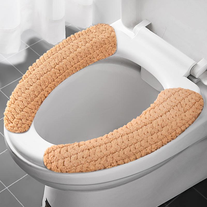 Winter Cartoon Handle Toilet Seat Cushion, Suitable for All Seasons, Thickened, Cute Toilet Cover, Warm and Anti-Freeze