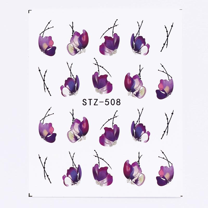Buy 3 Sheets Purple Flowers Nail Art Water Decals Iris Leaves Butterfly